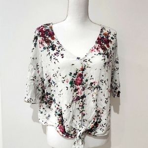 Front tie floral top